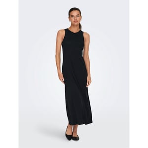 Women's Only May Logo Print Crew Neck Maxi A-Line Dress in Black