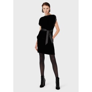 Women's Emporio Armani EA7 Boat Neck Mini Bodycon Dress in Black