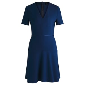 Women's Boss Dirosa V-Neck Short Sleeve Knee Length Dress in Open Blue