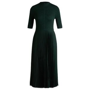 Women's Boss Fireanami Mock Neck Short Sleeve Midi Dress in Open Green