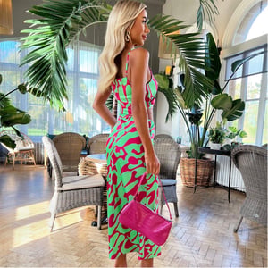 Women's AX Paris Abstract Print Asymmetric Cut Out Midi Dress in Multi
