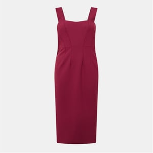 Women's Boss Dizena Sweetheart Neck Sleeveless Midi Dress in Dark Red