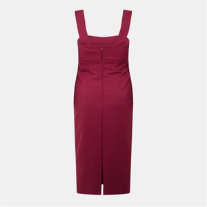 Women's Boss Dizena Sweetheart Neck Sleeveless Midi Dress in Dark Red