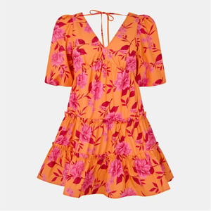 Women's Nobodys Child Lni V-Neck Mini A-Line Dress in Pink