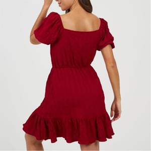 Women's Brave Soul Sweetheart Neck Short Sleeve Babydoll Dress in Red