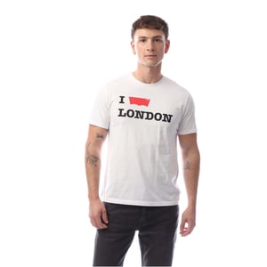 Men's Levis Levi London Text Graphic Crew Neck Short Sleeve T-Shirt in London White