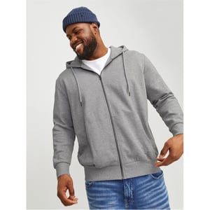 Men's Jack and Jones Regular Fit Hooded Neck Sweatshirt in Grey Melange