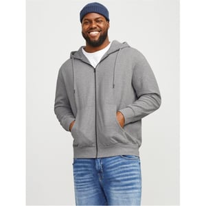 Men's Jack and Jones Regular Fit Hooded Neck Sweatshirt in Grey Melange