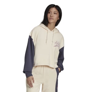 Women's adidas Originals Cropped Hooded Relaxed Fit Sweatshirt in Wonwhi/Shanav