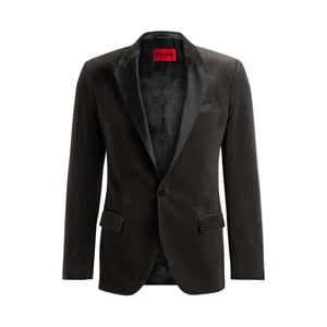 Men's Hugo Regular Fit Solid Patterned Blazer in Medium Grey