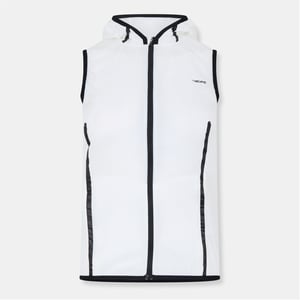 Women's Head Trans Light Hooded Solid Patterned Zipped Pocket Gilet in White