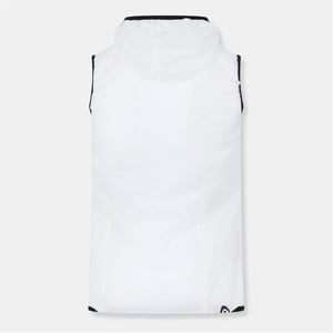Women's Head Trans Light Hooded Solid Patterned Zipped Pocket Gilet in White