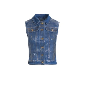 Women's Amylynn Soho Denim Collared Neck Sleeveless Vest in Blue
