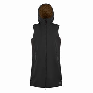 Women's Museum Solid Patterned Hooded Gilet in Black