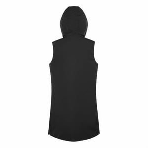 Women's Museum Solid Patterned Hooded Gilet in Black