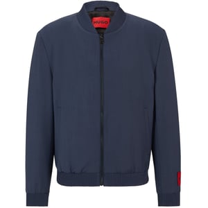 Men's Hugo Solid Patterned Ribbed Cuff Bomber Jacket in Medium Blue