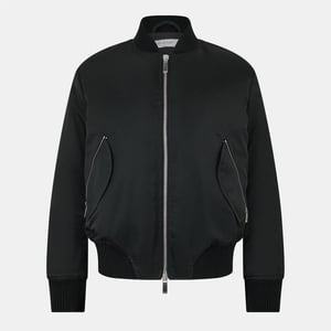 Men's Off White Off Emb Bomber in Black