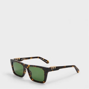 Accessories Off White Albany Square Full Rim Sunglasses in Havana/Green
