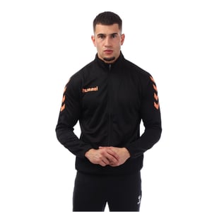 Men's Hummel Core Solid Patterned Ribbed Cuff Track Jacket in Black/Orange