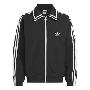 Men's adidas Three Stripes Patterned Collared Neck Shell Jacket in Black