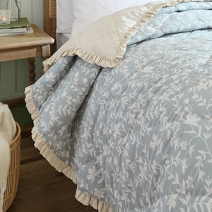 Wylder Amelia 100% Cotton Floral Quilted Bedspread, Seafoam Blue