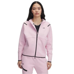 Women's Under Armour Unstoppable Solid Patterned Hooded Full Zipper Sweat Jacket in Pink