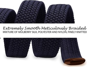 Woven Stretchy Belt - Braided Elastic Waist Belt for Men & Women in Navy