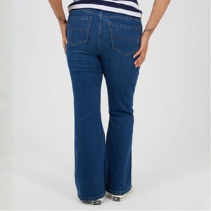 Women's Brave Soul Plus Size High Waisted Flared Jeans in Mid Blue