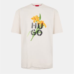 Men's Hugo Graphic Crew Neck Short Sleeve Jersey T-Shirt in Open White