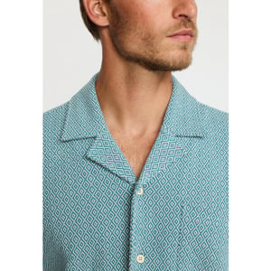 Revolution Jacquard short-sleeved cuban shirt dustblue