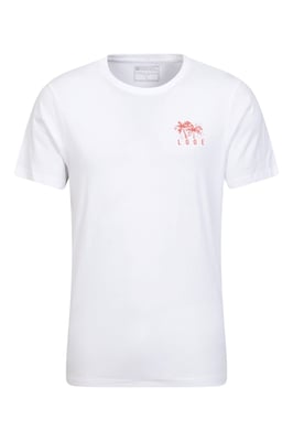 Looe Men's T-Shirt Cotton Breathable Everyday Summer Printed Tee White