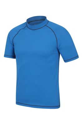 Men's UV Rash Vest Sun Protection Quick Drying Swimwear Stretchy Beach Surf Top Medium Blue