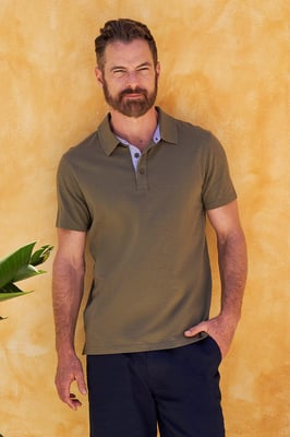 'Hasst II' Men's Polo with Button Neck Cotton Sun Protection Casual Tee Green