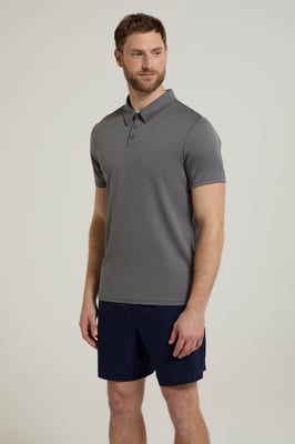 'Endurance' Men's Polo IsoCool Sun Protection Top Quick Dry Everyday Tee Dark Grey