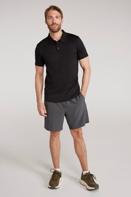 'Endurance' Men's Polo IsoCool Sun Protection Top Quick Dry Everyday Tee Black