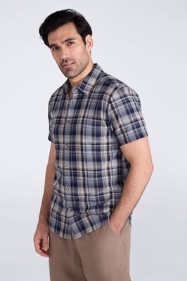 'Weekender' Men's Short Sleeve Shirt 100% Cotton Lightweight Breathable Top Pale Blue