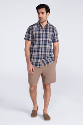 'Weekender' Men's Short Sleeve Shirt 100% Cotton Lightweight Breathable Top Pale Blue