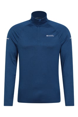 'Echo' Men's Melange Half Zip Midlayer Lightweight Reflective Slim Fit Jumper Navy
