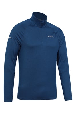 'Echo' Men's Melange Half Zip Midlayer Lightweight Reflective Slim Fit Jumper Navy