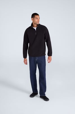 'Stockholm' Men's Fleece Jacket Half Zip Warm Cosy Sweater Black