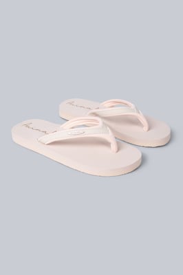 'Swish' Women's Flip Flops with Soft Padded Upper Straps Comfy Slip-on Beach Sandals Beige