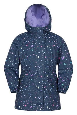 'Dale' Kids Printed Jacket with Taped Seams Multiple Pockets Waterproof Everyday Coat Navy