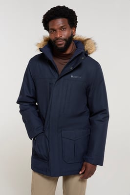 'Gorge' Men's Long Jacket Waterproof Breathable Warm Comfy Coat Navy