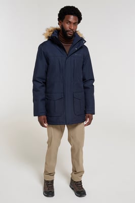 'Gorge' Men's Long Jacket Waterproof Breathable Warm Comfy Coat Navy