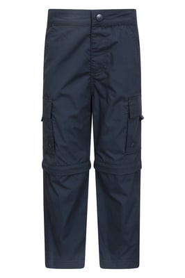 'Active' Kids Convertible Trousers Fade Resistant Outdoor Hiking Zip Off Pants Navy