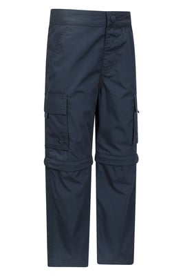 'Active' Kids Convertible Trousers Fade Resistant Outdoor Hiking Zip Off Pants Navy