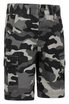 'Camo' Kids Cargo Shorts Cotton Multiple Pockets Comfy Casual Bottoms Black