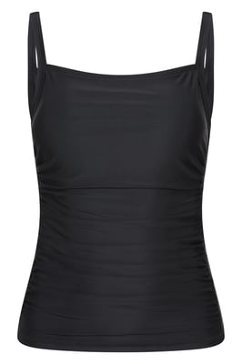 Women's Tummy Control Tankini Top Chlorine & Salt Water Resistant Swimwear Black