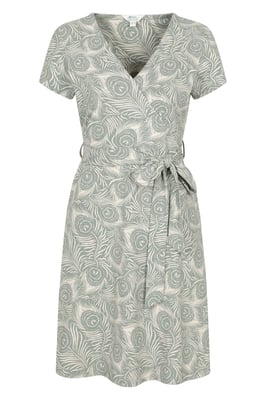 'Santorini' Women's Jersey Wrap Dress with Pockets Summer Comfy Outfit Olive