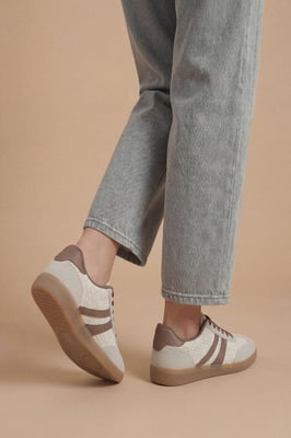 Jackie Faux Suede Striped Lace Up Trainers